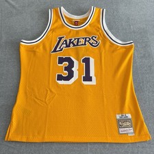 Mitchell & Ness Lakers #31 Kurt Rambis Yellow Purple Swingman Jersey Men 2XL XXL