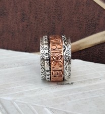 Solid 925 Sterling Silver Meditation Handmade Women Spinner Ring, All Size M1494