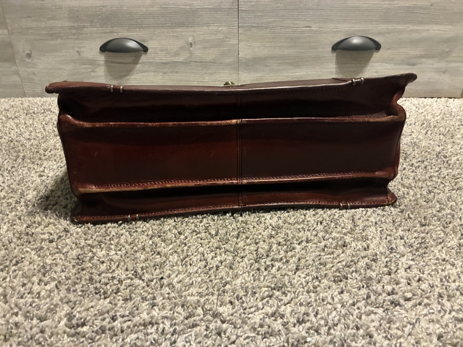 Mancini Brown Push Lock Briefcase Document Case T… - image 5