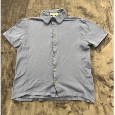 Calvin Klein Polo Shirt Mens M Blue White Striped Short Sleeve Cotton Casual