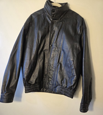 #ad Niko Leather Designs Black Moto Biker Jacket Mens Size XL Zip In Liner EUC $63.20