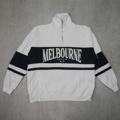 Pull&Bear Sweatshirt Womens S White Colorblock Half Zip Regular Fit Streetwear