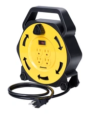 DEWENWILS Extension Cord Reel with 25 FT Power Cord 4 Grounded Outlets 16/3 SJTW