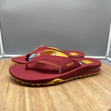 Reef Fanning Pregame Sandals Mens Size 10 Red Yellow Flip Flop Bottle Opener USC