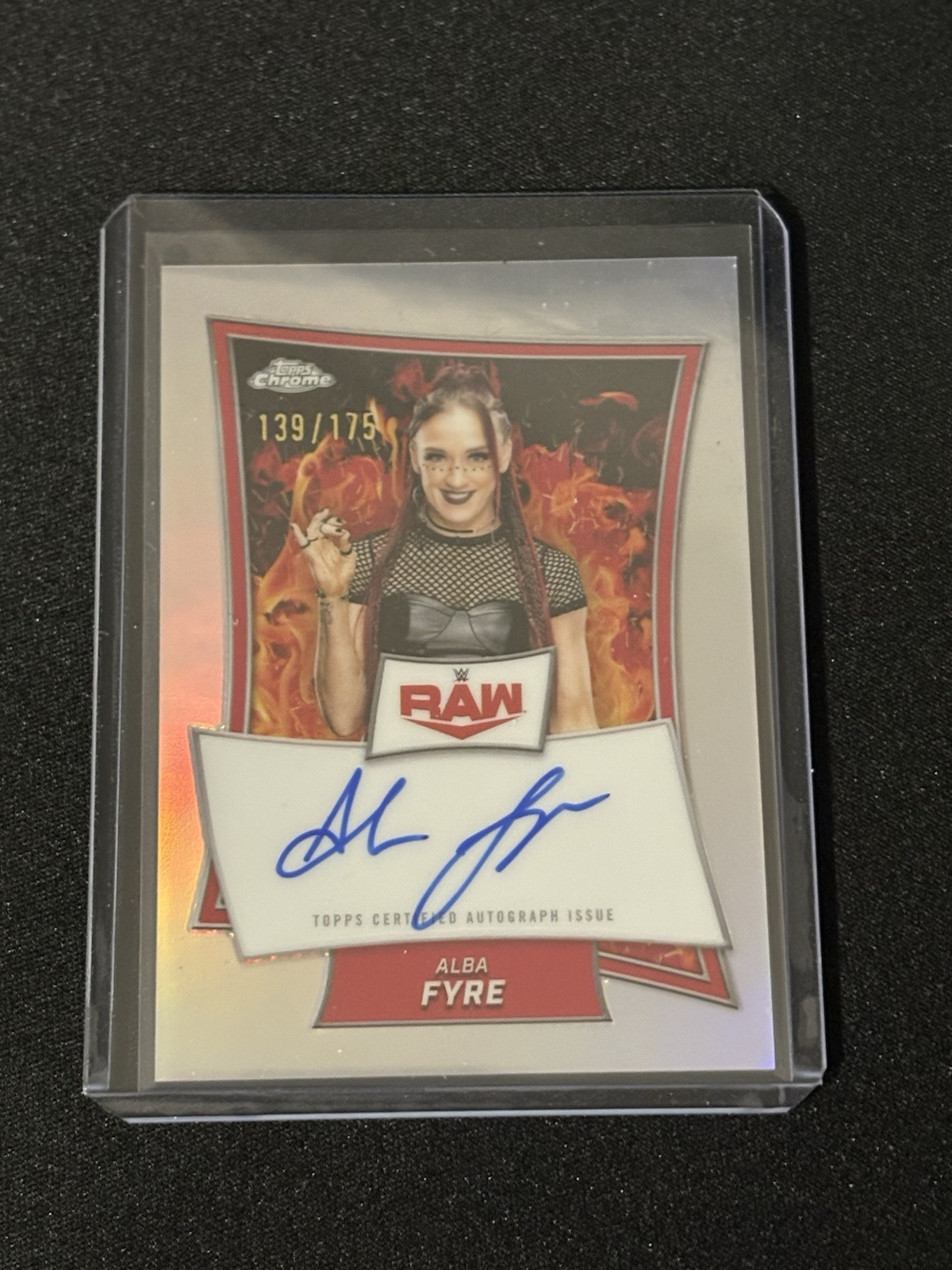 2025 WWE Topps Chrome Alba Fyre Auto /175 Red Brand Auto Raw