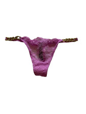 NWOT New Victoria's Secret Pink Lace & Rhinestone String Bikini Thong Panties XS
