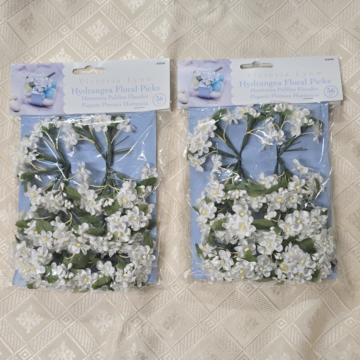 Hydrangea4936　準備中★ Victoria Lynn Hydrangea Floral Picks Artificial Flowers White 36