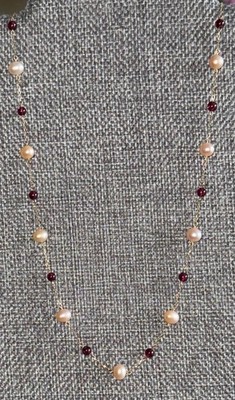 Vintage * JCM * Jacmel Mauritius * Halskette 10kt Gold mit Perlen und Granat *