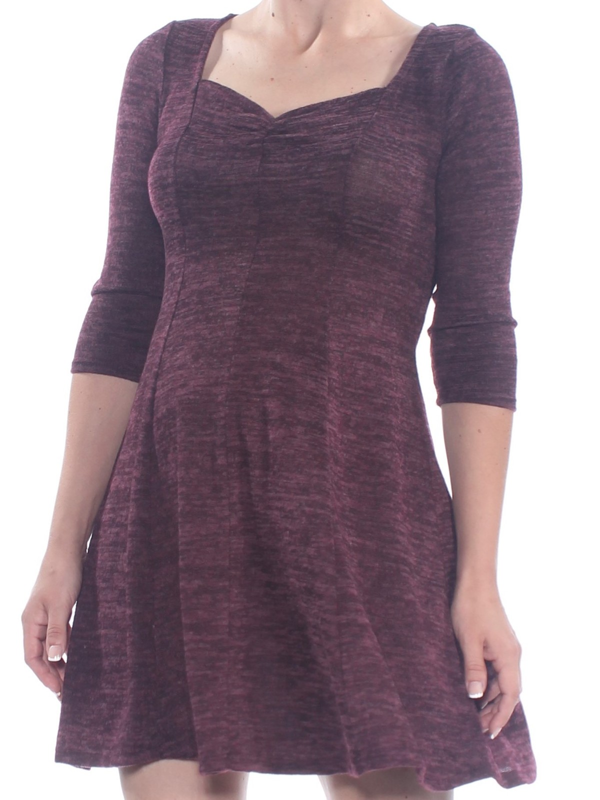 BEBOP Womens Purple Heather 3/4 Sleeve Above The Knee Dress M
