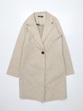 Dunnes Women&rsquo;s Beige XS Mid-Length Overcoat Button Classic Style