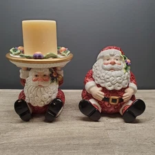 Fitz & Floyd set of Santa Claus candle holder and candy jar