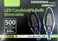 x24 Pack E12 LED Bulb 4.5W Equivalent 60W, 2700K Dimmable Candelabra Bulb