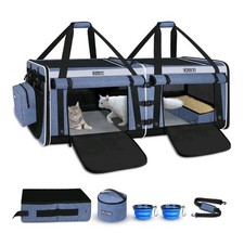Petskd Double Extra Large Cat Carrier w/ Litter Box and Privacy Curtain 48x17x17