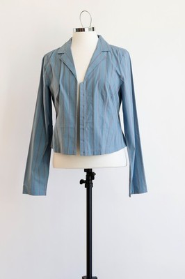 Madewell, size 10, long sleeve cotton, fitted shirt, blue with stripes- unique!
