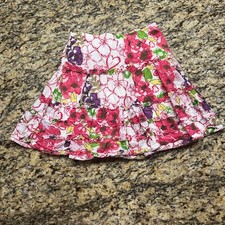 Vintage Old Navy Floral Tiered Ruffle Mini Skirt Pink Purple Green Womens S