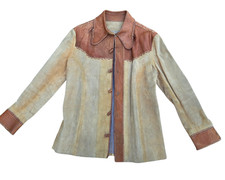 Vintage Char Leather Jacket 1960s 1970s Hippie Handcrafted Art Fashion Western