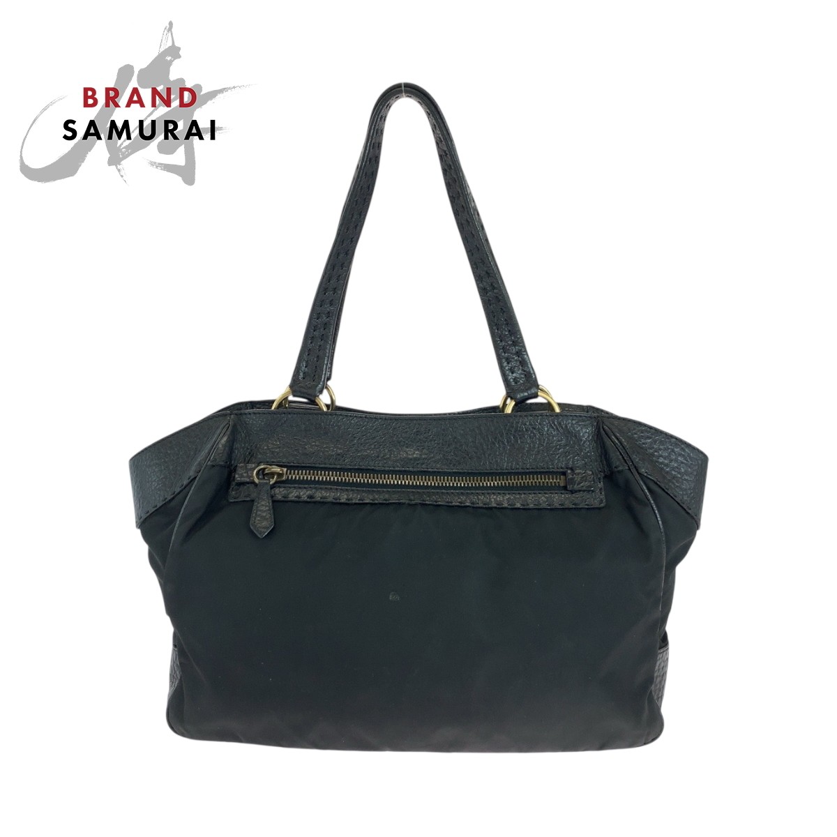 Prada Vittero Dyno Testo Black Leather Nylon Handbag 503359