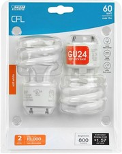 Feit BPESL13T/GU24/2 13W Twist Soft White GU24 Base CFL Bulbs, 2-Pack