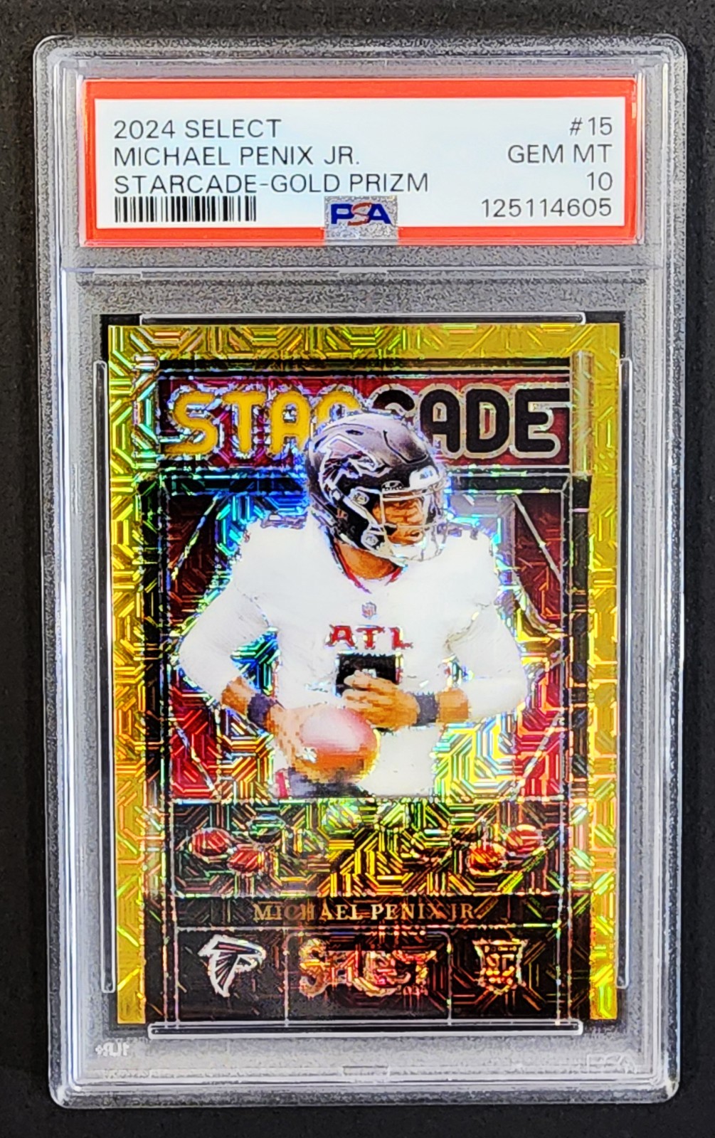 Michael Penix Panini Select Starcade #15 Gold Prizm