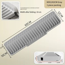Water Drainage Silicone Mat for Kitchen Sinks Narrow Edge Fit in Gray White