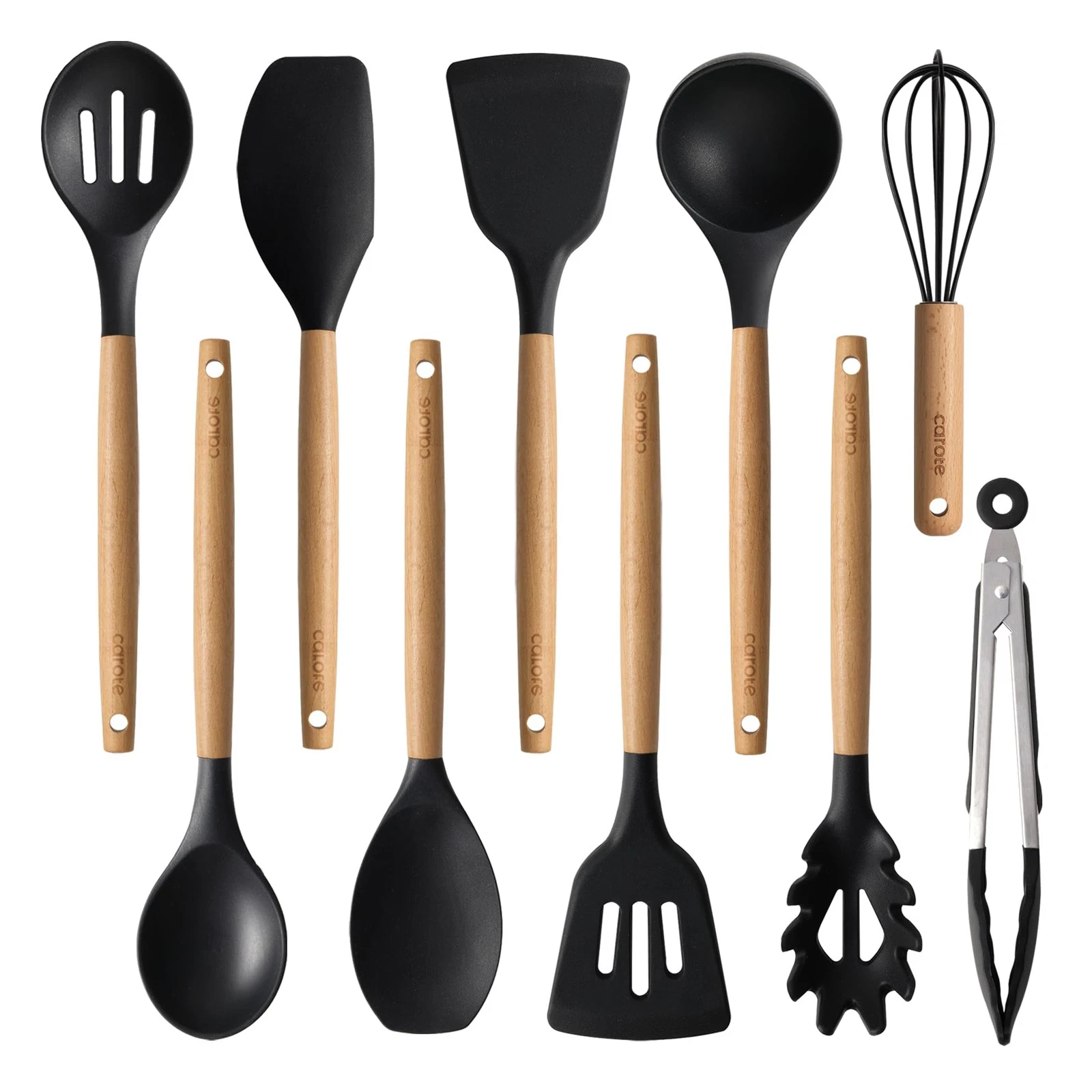 CAROTE Silicone Cooking Utensils Set for Nonstick Cookware, 446°F Heat Resistant