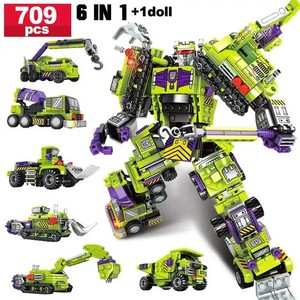 6 IN 1 Deformation Car Assembly Building Blocks Transformation Rotots Vehicle