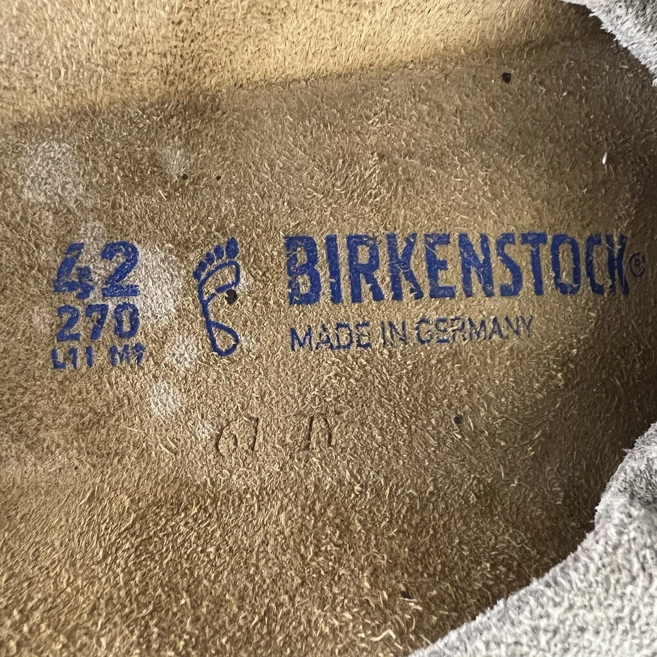Birkenstock 男式尺寸 42 L 11 M 9 Lugano Mink 灰色麂皮绒懒人凉鞋 — 第 4/4 张图片