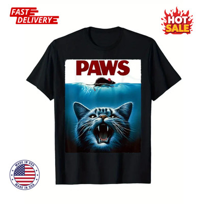 Paws Cat and Mouse Parody Funny Cat T-Shirt, Suitable for Mens & Womens Outdoor
