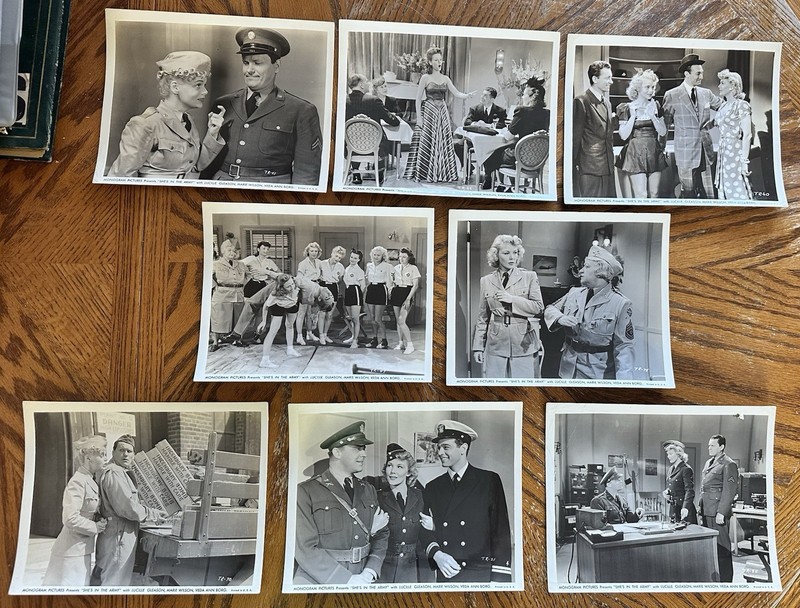 (8) 1942 “She’s In The Army” Original 8 X 10 B & W Photos. Not Reprints! Charity
