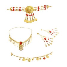 5 Pièces Bijoux Danse Orientale Costume Accessoire Chaîne Tête Tassel Collier