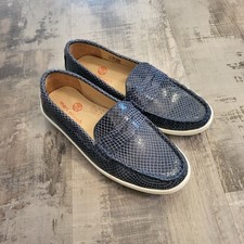 Youth Marc Joseph Union St Loafer Shoes size 2 Navy Blue Leather Unisex Boy Girl