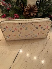 LOUIS VUITTON Monogram Murakami Multicolor Zippy Long Wallet White Used