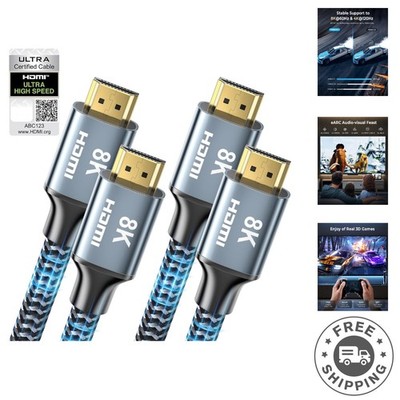 High-Speed Braided HDMI Cable 2 Pack   8K 60Hz & 4K 120Hz, Wide Compatibility