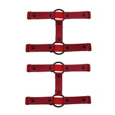 2 PCS Faux Leather Leg Garter Belt 2 Row Elastic Punk Thigh Harness Black