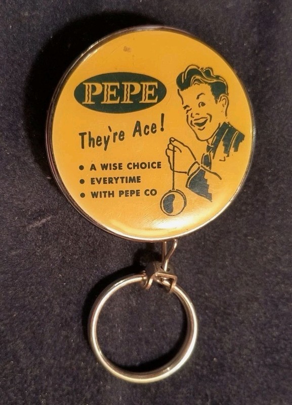 Vintage Pepe KEY-BAK Key Chain Keychain Retractable Advertising Belt Clip