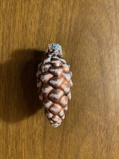 Brown Pinecone Blown Glass Feather Tree Mini Christmas Ornament 2"