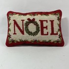 Colonial Williamsburg Needlepoint Noel Pillow Christmas Corded Red Velvet 8”