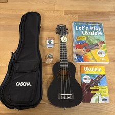 CASCHA Premium Mahagoni Sopran Ukulele Schwar...