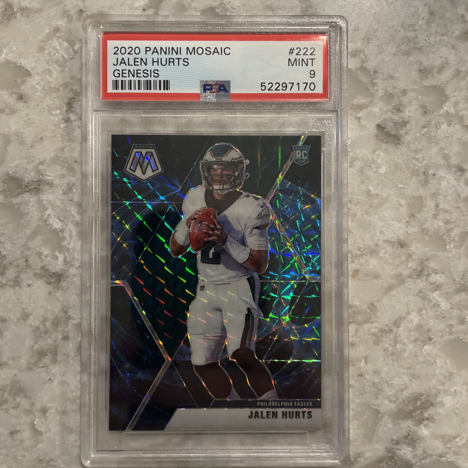 2020 Panini Mosaic #222 Jalen Hurts RC PSA 9 MINT Genesis