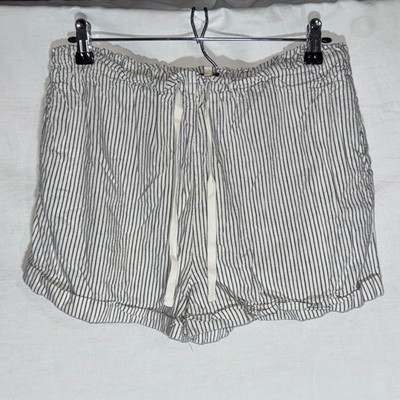 Organic Linen Blend Striped Shorts White & Navy Women's Medium Thread & Supply