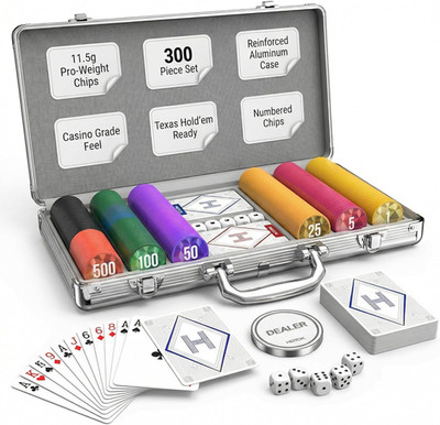 300 Piece Poker Chip Set 11.5g Weighted Chips with Case Texas Holdem Blackjack