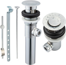 Sink Pop-Up Drain Stopper Assembly with Lift Rod and Overflow, Solid Brass Lavat