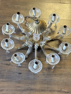 Antique Murano Chandelier Blown Glass 22" Italy 10 Lights