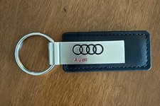 Audi Keychain Silver Metal Black Leather