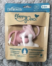 Dr. Browns Happy Paci 0-6 Months 3 Pacifiers Pink Light Pink White