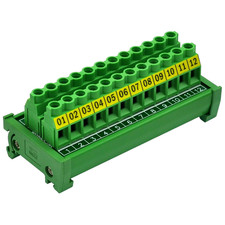 DIN Rail Mount 30A/300V 12 Position Screw Terminal Block Distribution Module