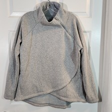 Athleta Cozy Karma Asymmetric Pullover Sweatshirt Thermal Size Large Pocket Gray