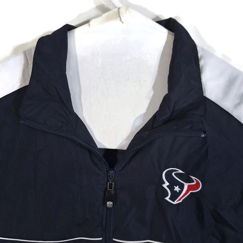 NFL Team Apparel Reebok Mens XL Houston Texans Rain Wind Breaker Jacket Zip Up video thumbnail