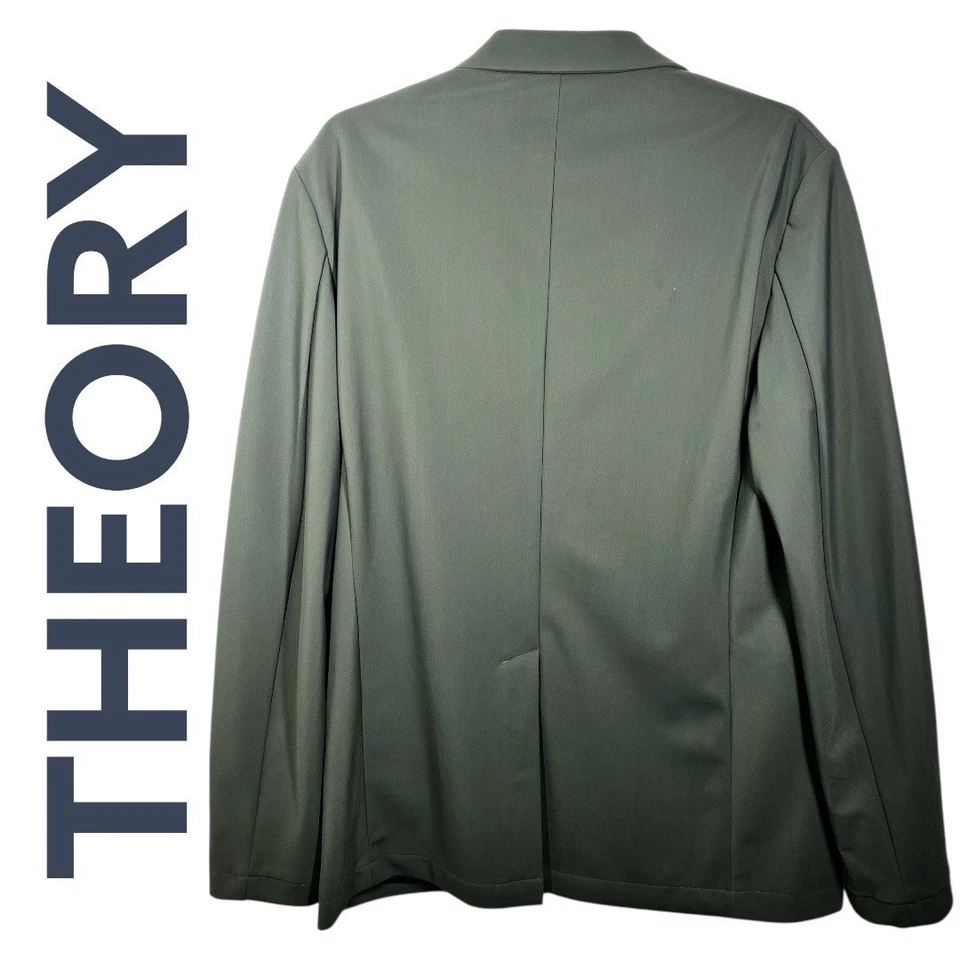 THEORY MEN'S CLINTON DPK 2-BUTTON PRECISION PONTE BLAZER OLIVE GREEN, SIZE 40 - Image 2 of 4