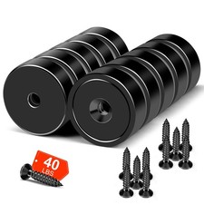 Strong Magnets Heavy Duty 40LB Rare Earth Magnets Black Neodymium Cup 10 Pack